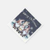 Whimsical Christmas Gnome Family Party スタンダードカクテルナプキン (角)