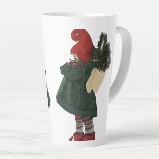 Whimsical Christmas Gnome Latte Mug カフェラテマグ (右アングル)
