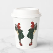 Whimsical Christmas Gnome Paper Cups 紙コップ (正面)