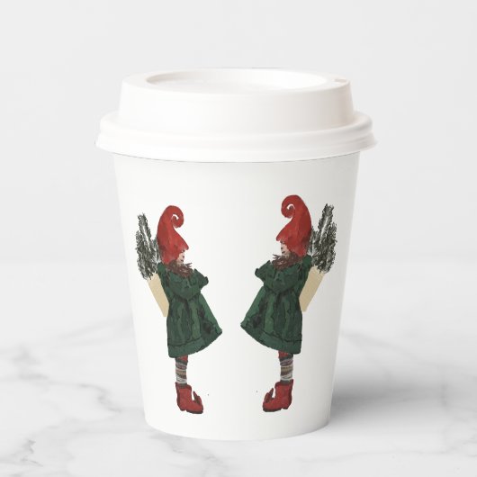 Whimsical Christmas Gnome Paper Cups 紙コップ (正面)