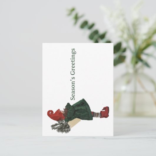 Whimsical Christmas Gnome Postcard - Greeting  ポストカード (スタンド正面)