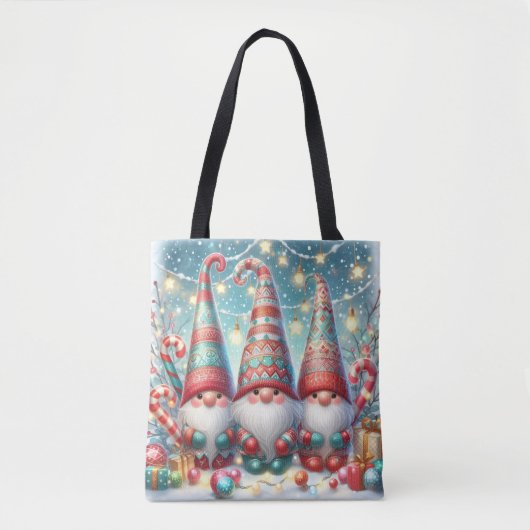 Whimsical Christmas Gnome Tote Bag トートバッグ (正面)