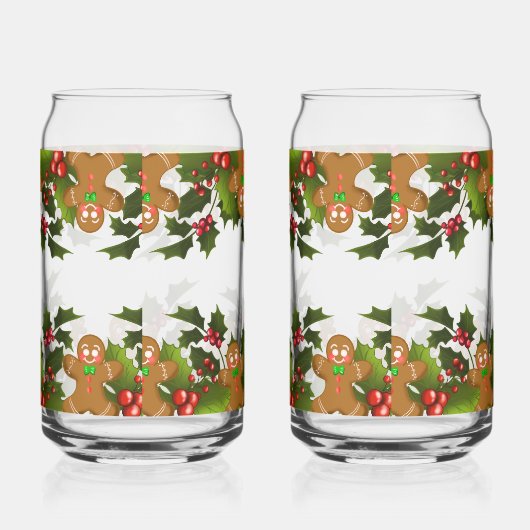 Whimsical Christmas Greenery & Gingerbread Men ガラス缶 (右)