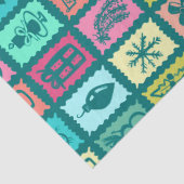 Whimsical Christmas Grid Cute Bright Holiday 薄葉紙 (詳細)