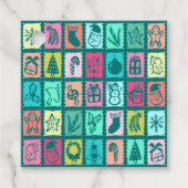 Whimsical Christmas Grid Cute Bright Holiday Gift フェイバータグ (正面)