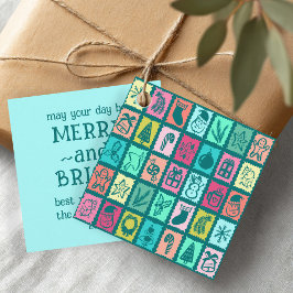 Whimsical Christmas Grid Cute Bright Holiday Gift フェイバータグ