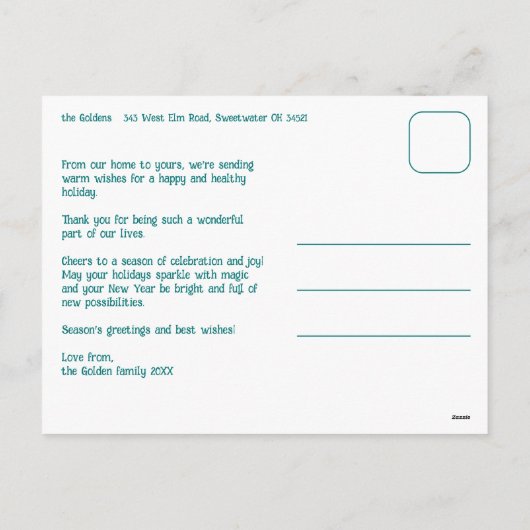 Whimsical Christmas Grid Cute Custom  シーズンポストカード (裏面)