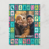 Whimsical Christmas Grid Cute Custom シーズンポストカード (正面)