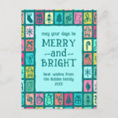 Whimsical Christmas Grid Cute Custom シーズンポストカード (正面)