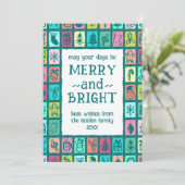 Whimsical Christmas Grid Cute Custom 2 PHOTO  シーズンカード (スタンド正面)