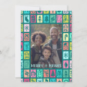 Whimsical Christmas Grid Cute Custom 3 PHOTO シーズンカード (正面)