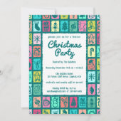 Whimsical Christmas Grid Cute Custom HOLIDAY PARTY 招待状 (正面)