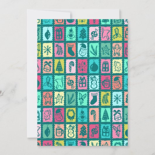 Whimsical Christmas Grid Cute Custom HOLIDAY PARTY 招待状 (裏面)
