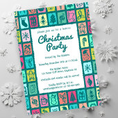 Whimsical Christmas Grid Cute Custom HOLIDAY PARTY 招待状