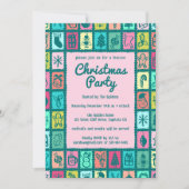 Whimsical Christmas Grid Cute Custom HOLIDAY PARTY 招待状 (正面)