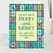Whimsical Christmas Grid Cute Custom Message カード (正面)