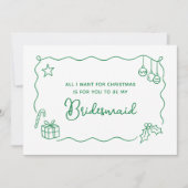 Whimsical Christmas Hand Drawn Bridesmaid Proposal カード (正面)