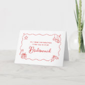 Whimsical Christmas Hand Drawn Bridesmaid Proposal シーズンカード (正面)