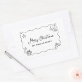 Whimsical Christmas Hand Drawn Scribble Minimalist 長方形シール (封筒)
