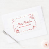 Whimsical Christmas Hand Drawn Scribble Minimalist 長方形シール (封筒)
