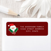 Whimsical Christmas Holly Berries and Cute Santa ラベル (インサイチュ)