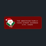 Whimsical Christmas Holly Berries and Cute Santa ラベル<br><div class="desc">Whimsical Christmas Holly Berries and Cute Santa label</div>