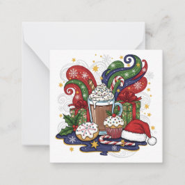 Whimsical Christmas Hot Cocoa & Treats ノートカード