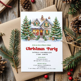 Whimsical Christmas House Holiday Party Invitation 招待状