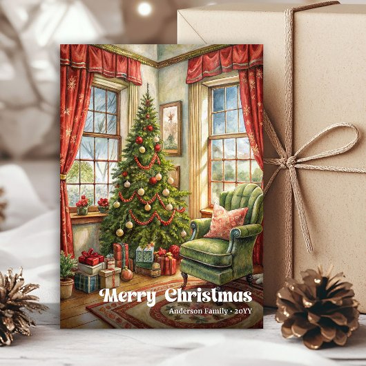 Whimsical Christmas interior card rustic holiday  シーズンカード