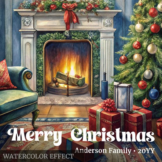 Whimsical Christmas interior card rustic holiday  シーズンカード