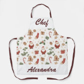 Whimsical Christmas Kitchen Apron – Personalized エプロン (正面)