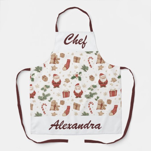 Whimsical Christmas Kitchen Apron – Personalized エプロン (正面)