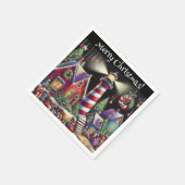 Whimsical Christmas Lighthouse Personalized スタンダードカクテルナプキン (角)