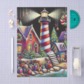 Whimsical Christmas Lighthouse Purple Decoupage 薄葉紙 (クラフト)