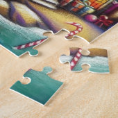 Whimsical Christmas Lighthouse Red Pink Purple  ジグソーパズル (側面)