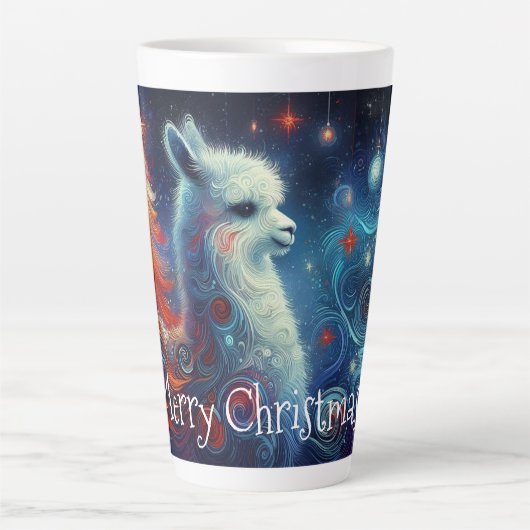 Whimsical Christmas Llama カフェラテマグ (正面)