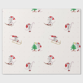 Whimsical Christmas Mice Wrapping Paper  ラッピングペーパー