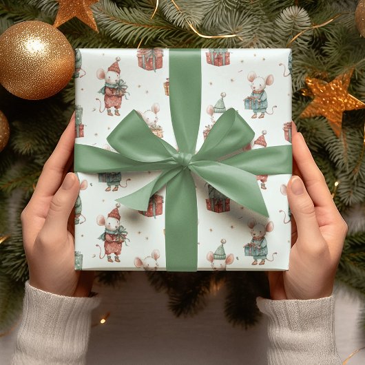 Whimsical Christmas Mouses Wrapping Paper ラッピングペーパー