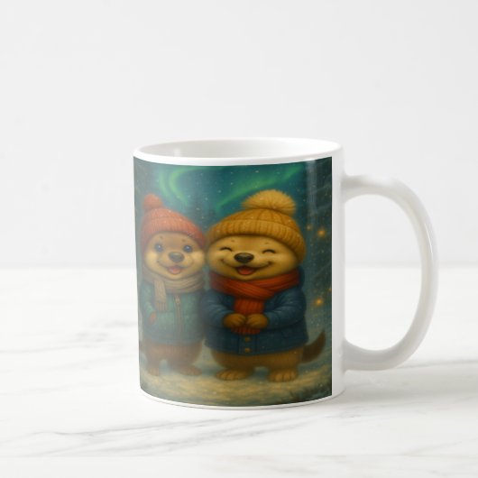 Whimsical Christmas Mug with Cozy Animal Friends コーヒーマグカップ (右)