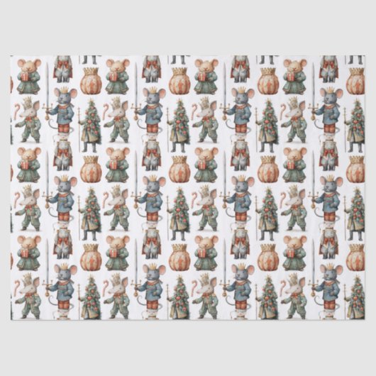 Whimsical Christmas Nutcracker Mice 薄葉紙 (正面)