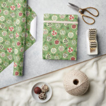 Whimsical Christmas Ornament Wrapping Paper Roll  
