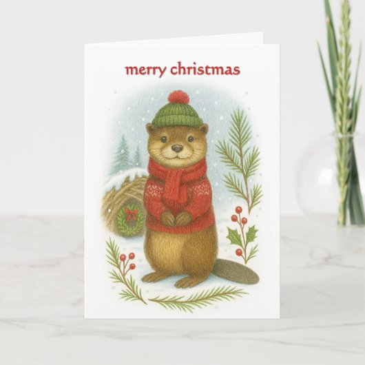 Whimsical Christmas Otter  シーズンカード (正面)