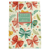 Whimsical Christmas Pattern ミディアムペーパーバッグ (裏面)