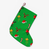 Whimsical Christmas Pattern Stocking – Candy Canes スモールクリスマスストッキング (正面 (吊り時))