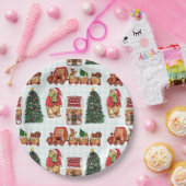 Whimsical christmas pattern with bears, trees, and ペーパープレート (パーティー)