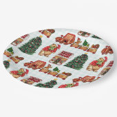 Whimsical christmas pattern with bears, trees, and ペーパープレート (アングル)