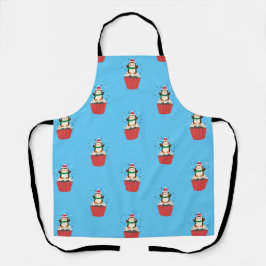 Whimsical Christmas Penguin Cupcake Apron エプロン
