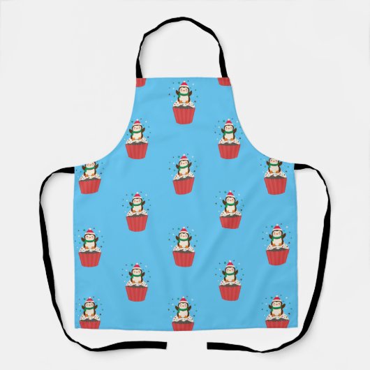 Whimsical Christmas Penguin Cupcake Apron エプロン (正面)