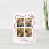 Whimsical Christmas Photo Card with Red Bow シーズンカード (正面)
