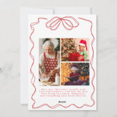 Whimsical Christmas Photo Hand-Drawn Bow Ribbon シーズンカード (裏面)